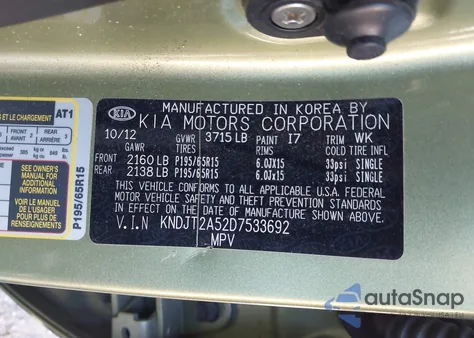 2013 Kia Soul z USA, uszkodzony, nr VIN KNDJT2A52D7533692